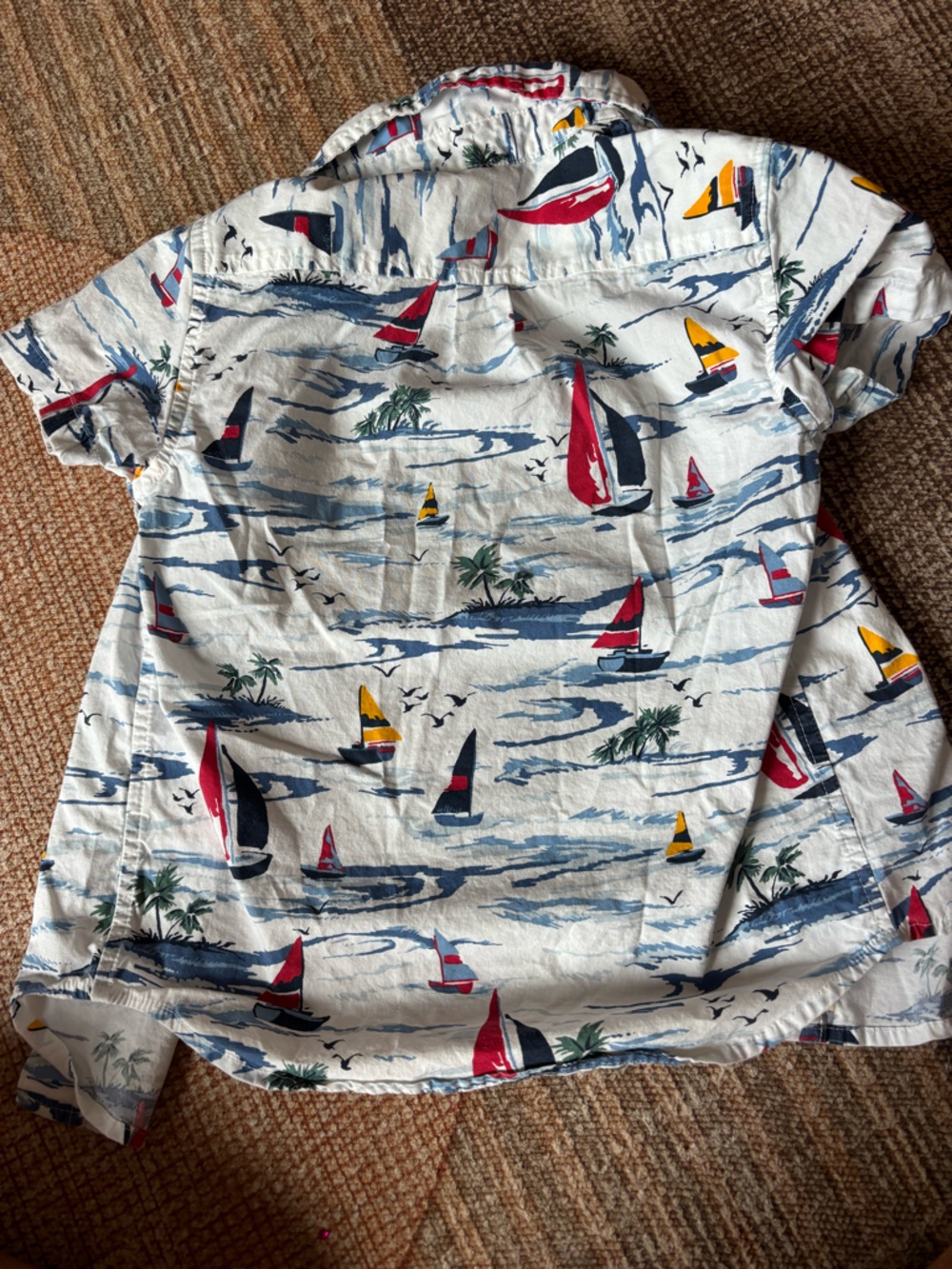 Crewcuts Boys' Nautical Sailboat Button-Up Shirt — White with Red, Blue & Yellow - Picture 2 of 4